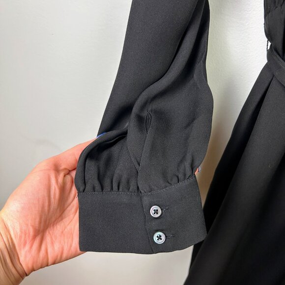 NWT Joie Leonore Shirt Dress Silk Button Down Tie Waist Black Caviar Career sz L - Picture 5 of 16
